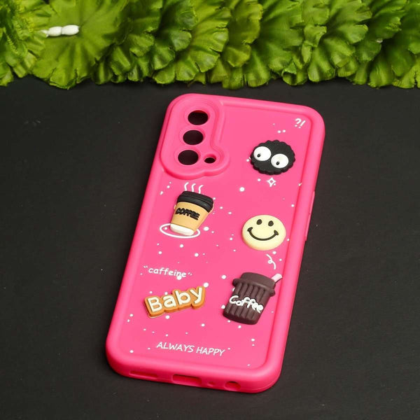 Pink COFFEE (ALWAYS HAPPY) Silicone case for Oneplus Nord CE - The Hatke