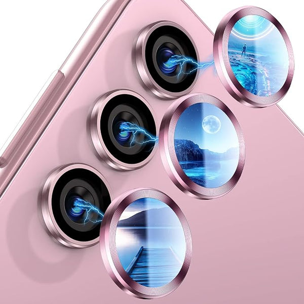 Pink Metallic camera ring lens guard for Samsung S23 Plus - The Hatke