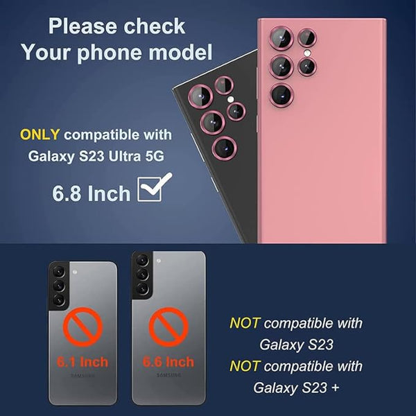Pink Metallic camera ring lens guard for Samsung S23 Ultra - The Hatke