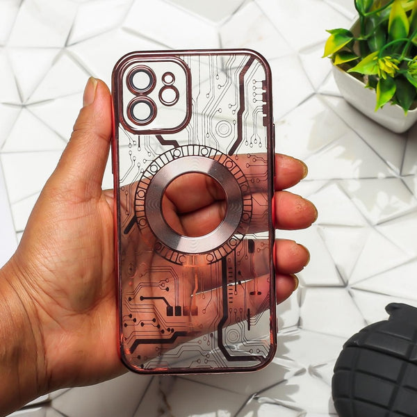 Pink Watch Machine Logo Cut Transparent Case for Apple Iphone 11 - The Hatke
