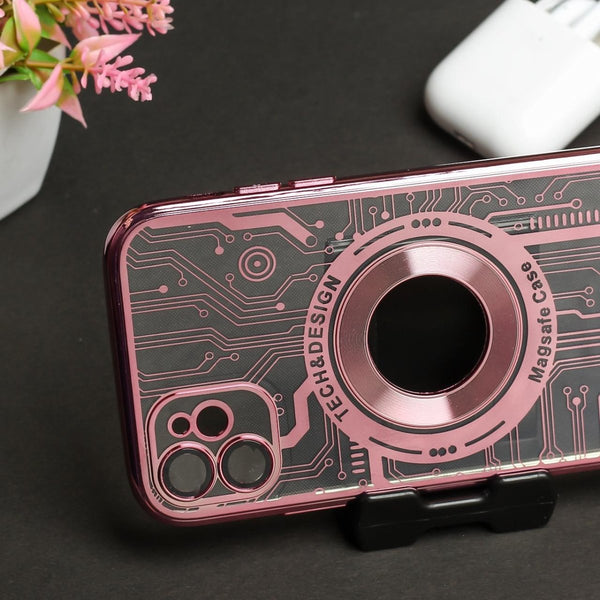 Pink Watch Machine Logo Cut Transparent Case for Apple Iphone 12 - The Hatke