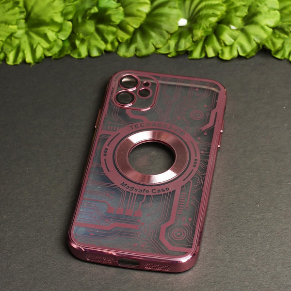 Pink Watch Machine Logo Cut Transparent Case for Apple Iphone 12 - The Hatke