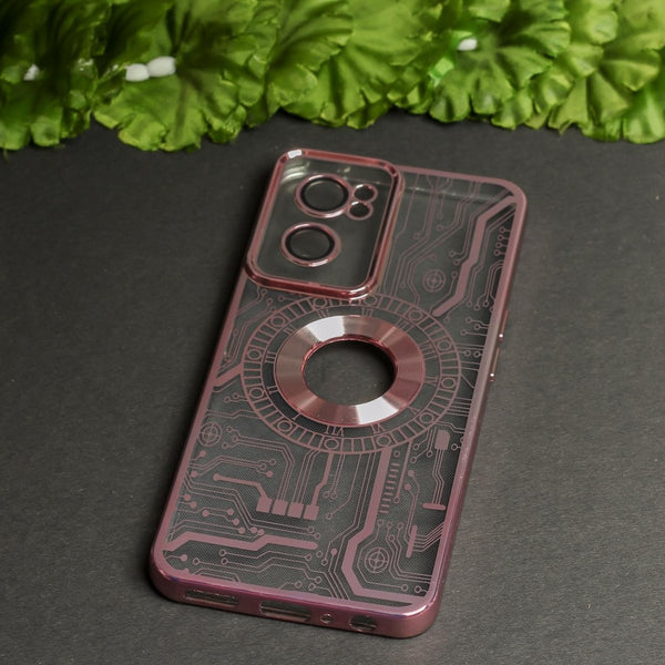 Pink Watch Machine Logo Cut Transparent Case for Oneplus Nord CE 2 - The Hatke