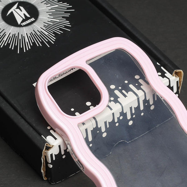 Pink Zig Zag Frame Silicon Case for Apple Iphone 14 - The Hatke
