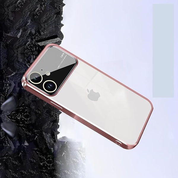 Luxury Plating Pink Camera Protection Transparent Case for Apple iphone 12