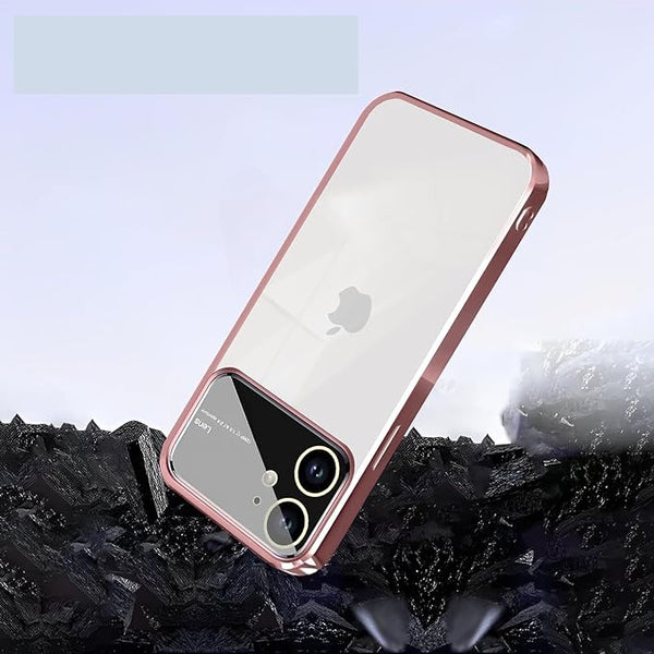 Luxury Plating Pink Camera Protection Transparent Case for Apple iphone 12