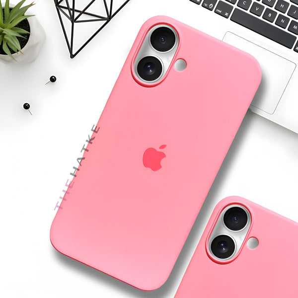 Pink Original Silicone case for Apple iphone 16 Plus