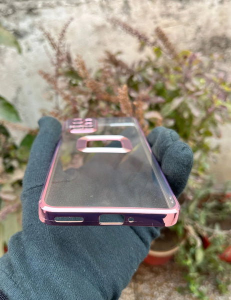 Pink 6D Chrome Logo Cut Transparent Case for Oneplus 9R