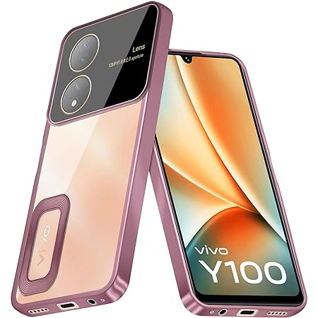 Luxury Plating Pink Camera Protection Transparent Case for Vivo Y100 5G