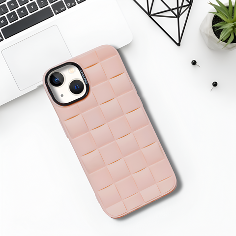 Pink Grid silicone case for Apple iPhone 15