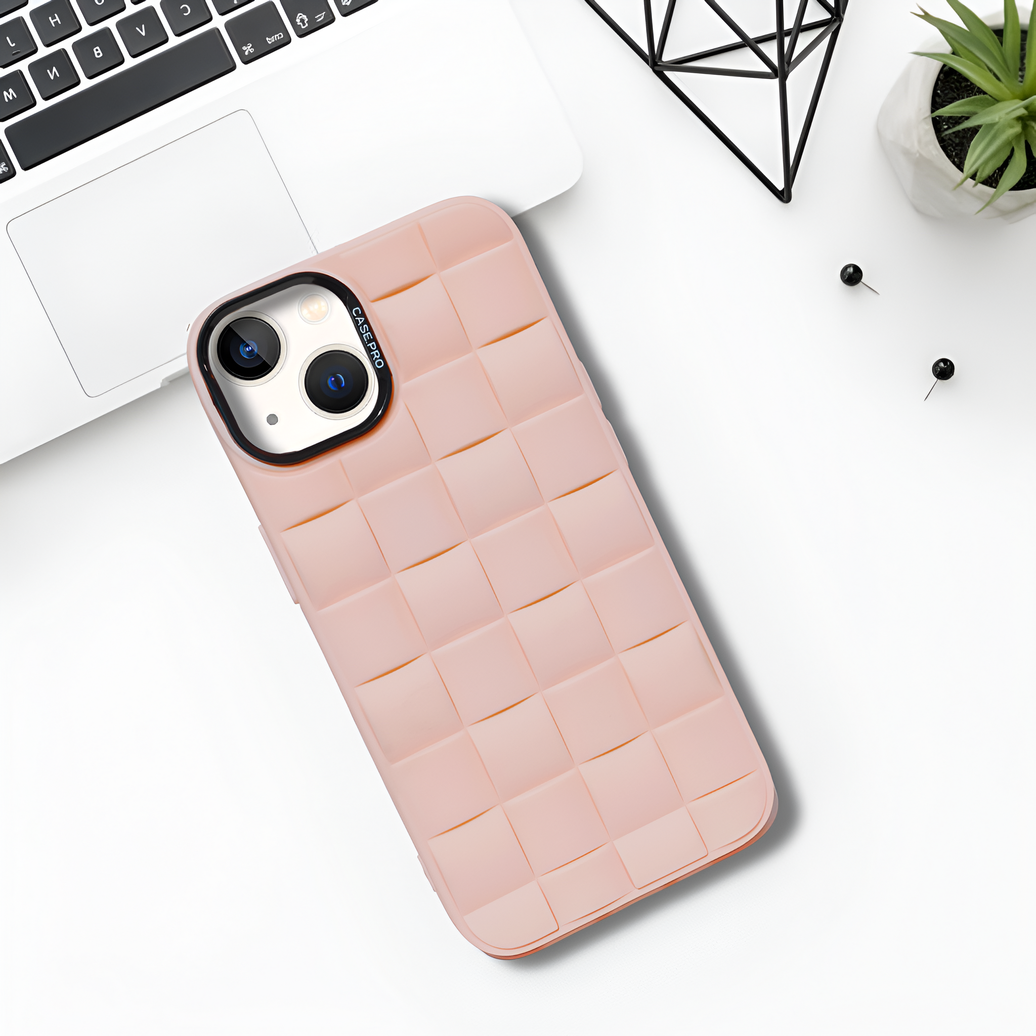 Pink Grid silicone case for Apple iPhone 14