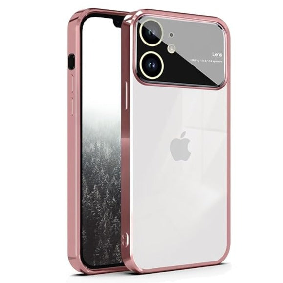 Luxury Plating Pink Camera Protection Transparent Case for Apple iphone 12