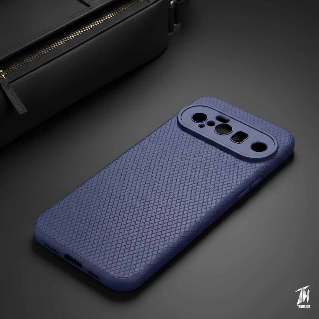 Dark Blue Line Wave Silicone Case for Google Pixel 10