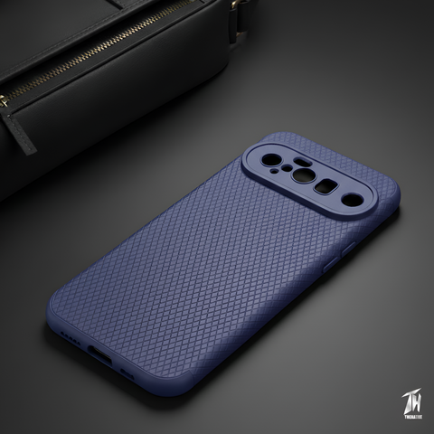 Dark Blue Line Wave Silicone Case for Google Pixel 10