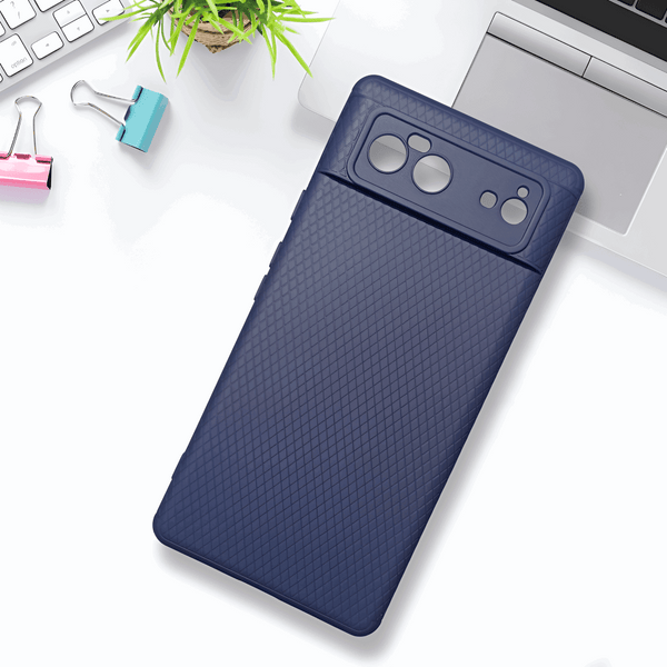 Dark Blue Line Wave Silicone Case for Google Pixel 6
