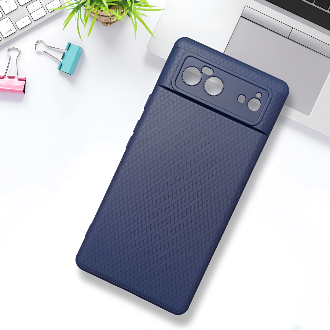 Dark Blue Line Wave Silicone Case for Google Pixel 6