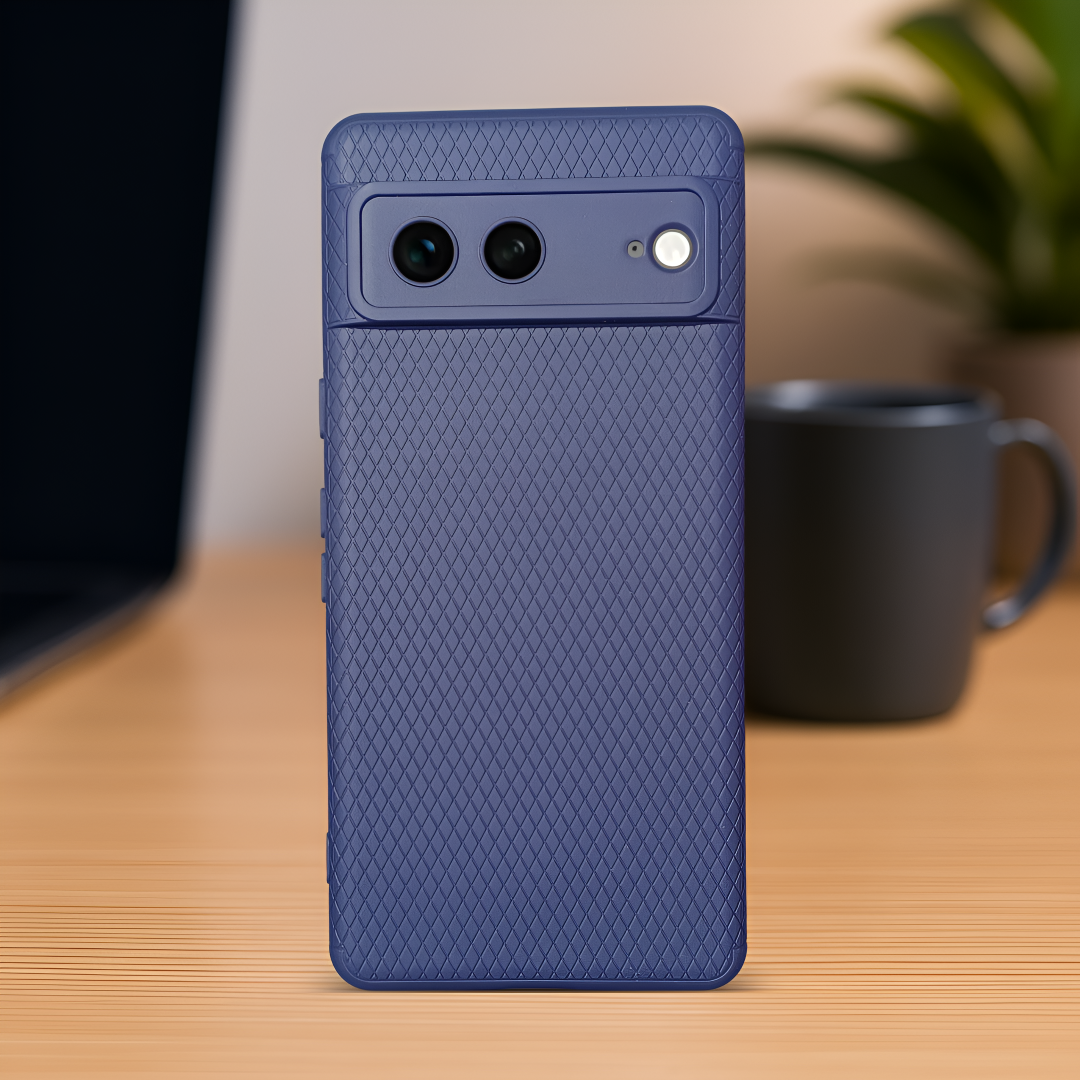Dark Blue Line Wave Silicone Case for Google Pixel 7