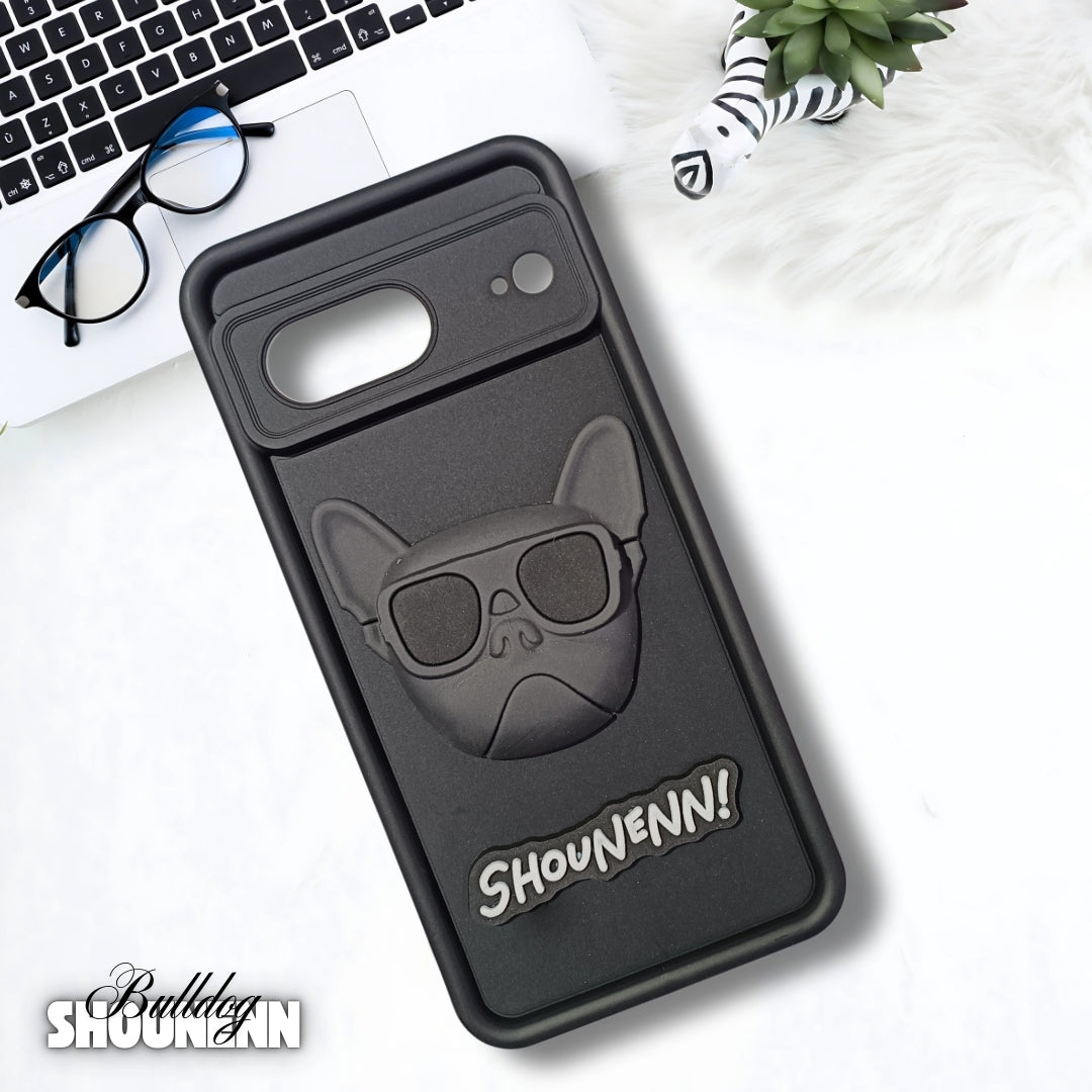 Black SHOUNENN BULLDOG Silicone case for Google Pixel 7