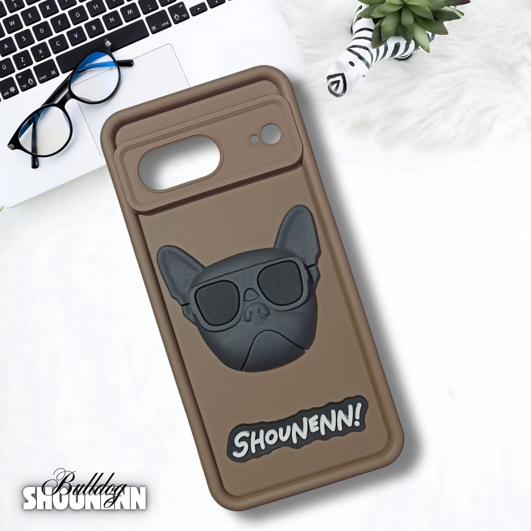 Brown SHOUNENN BULLDOG Silicone case for Google Pixel 7