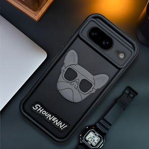 Black SHOUNENN BULLDOG Silicone case for Google Pixel 8