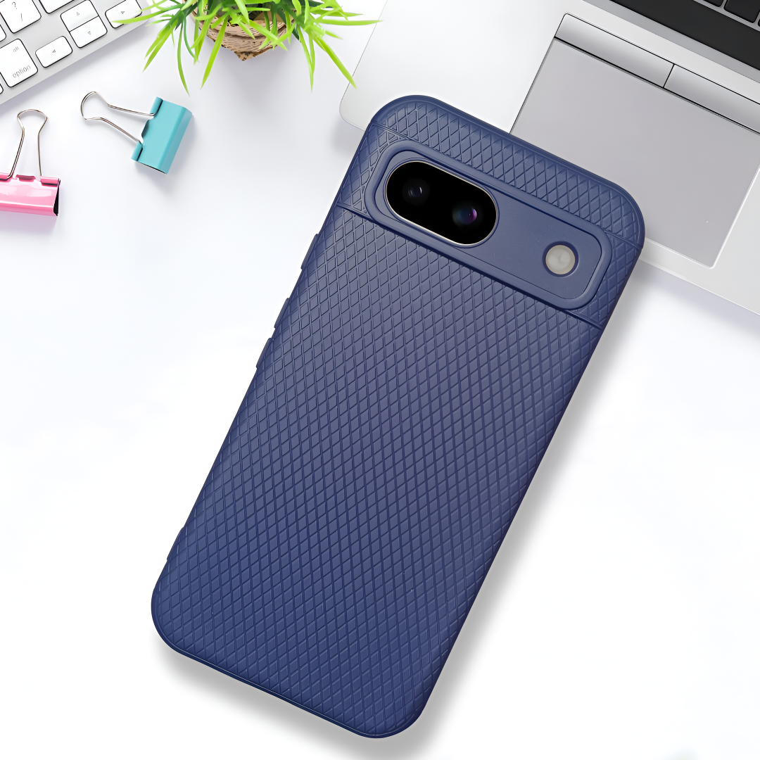 Dark Blue Line Wave Silicone Case for Google Pixel 8a