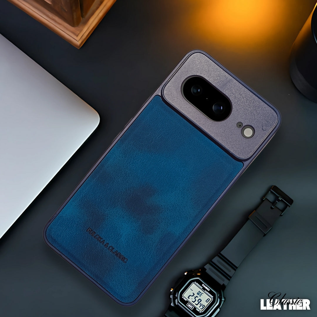 Dark Blue Classic Leather Case for Google Pixel 7