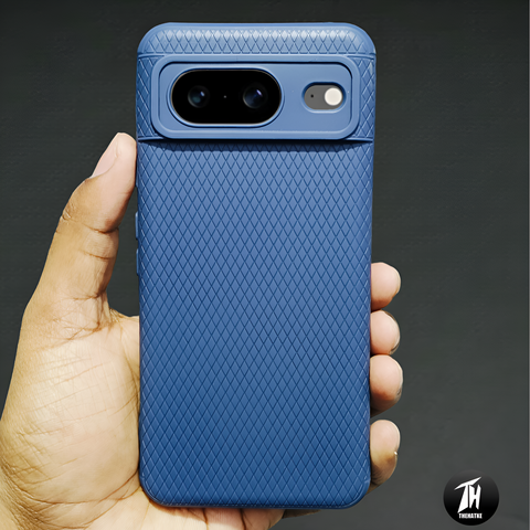 Dark Blue Line Wave Silicone Case for Google Pixel 8