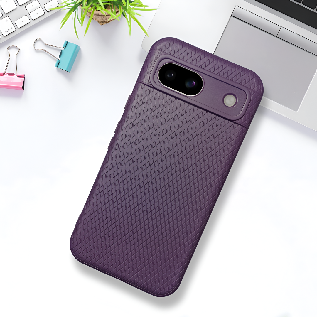 Deep Purple Line Wave Silicone Case for Google Pixel 8a