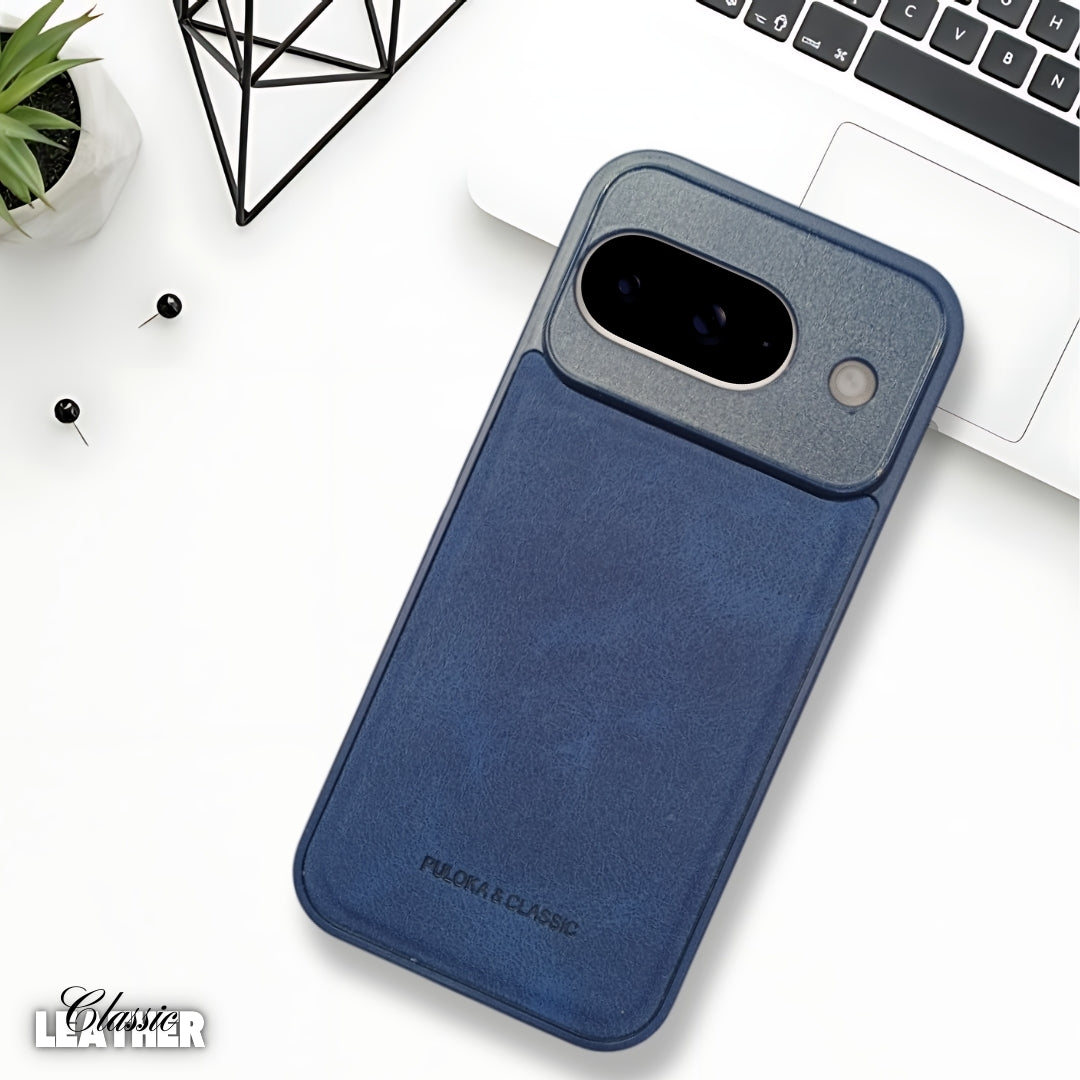 Dark Blue Classic Leather Case for Google Pixel 9
