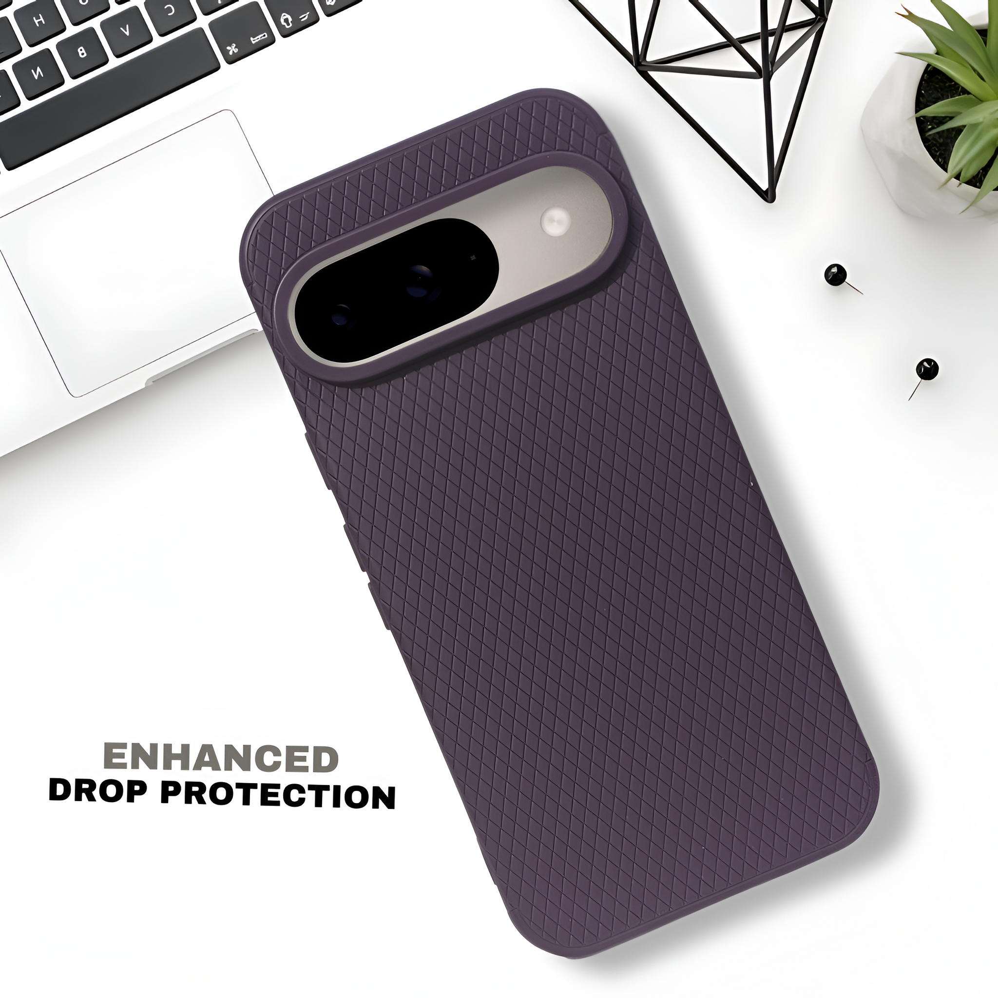 Deep Purple Line Wave Silicone Case for Google Pixel 9