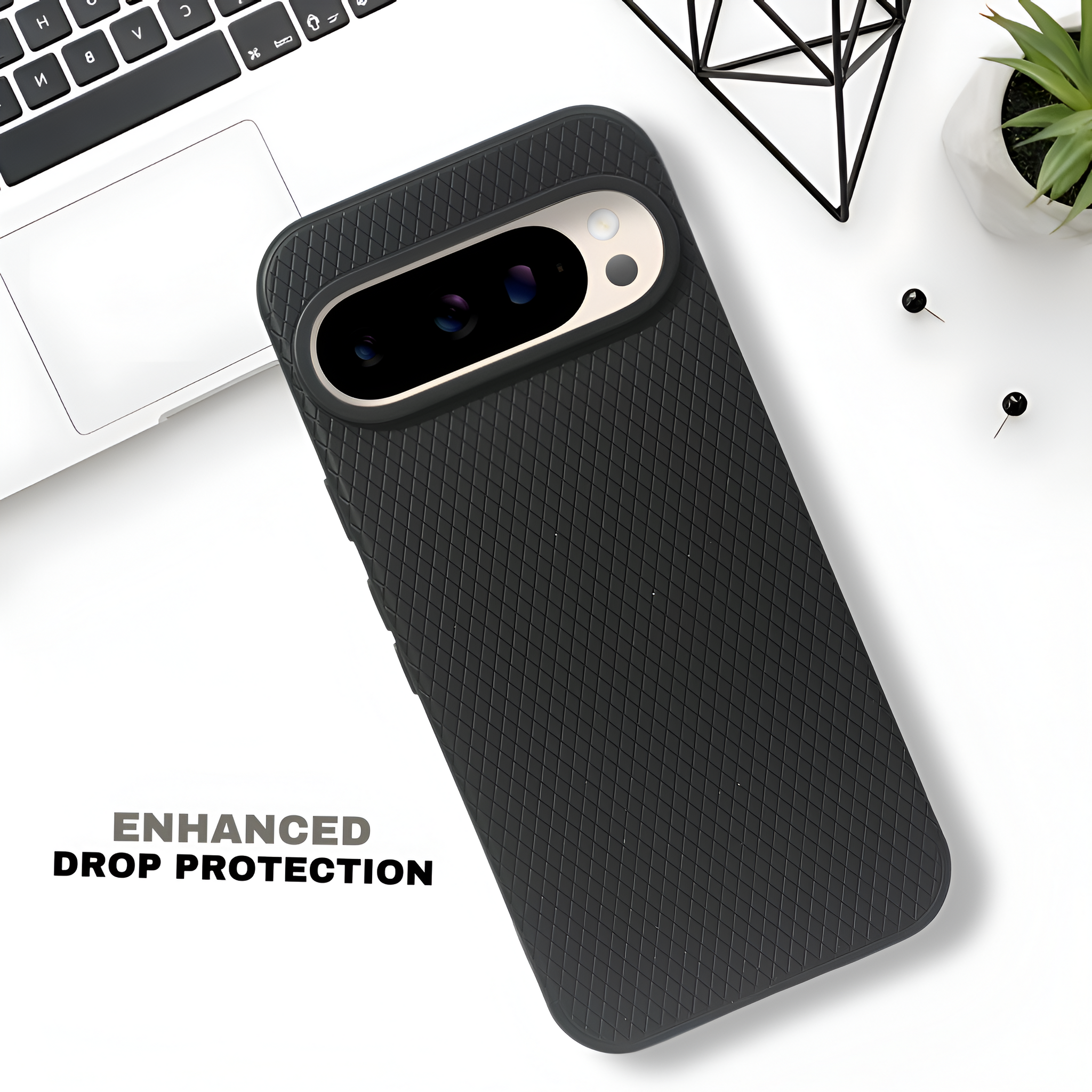 Black Line Wave Silicone Case for Google Pixel 9 Pro