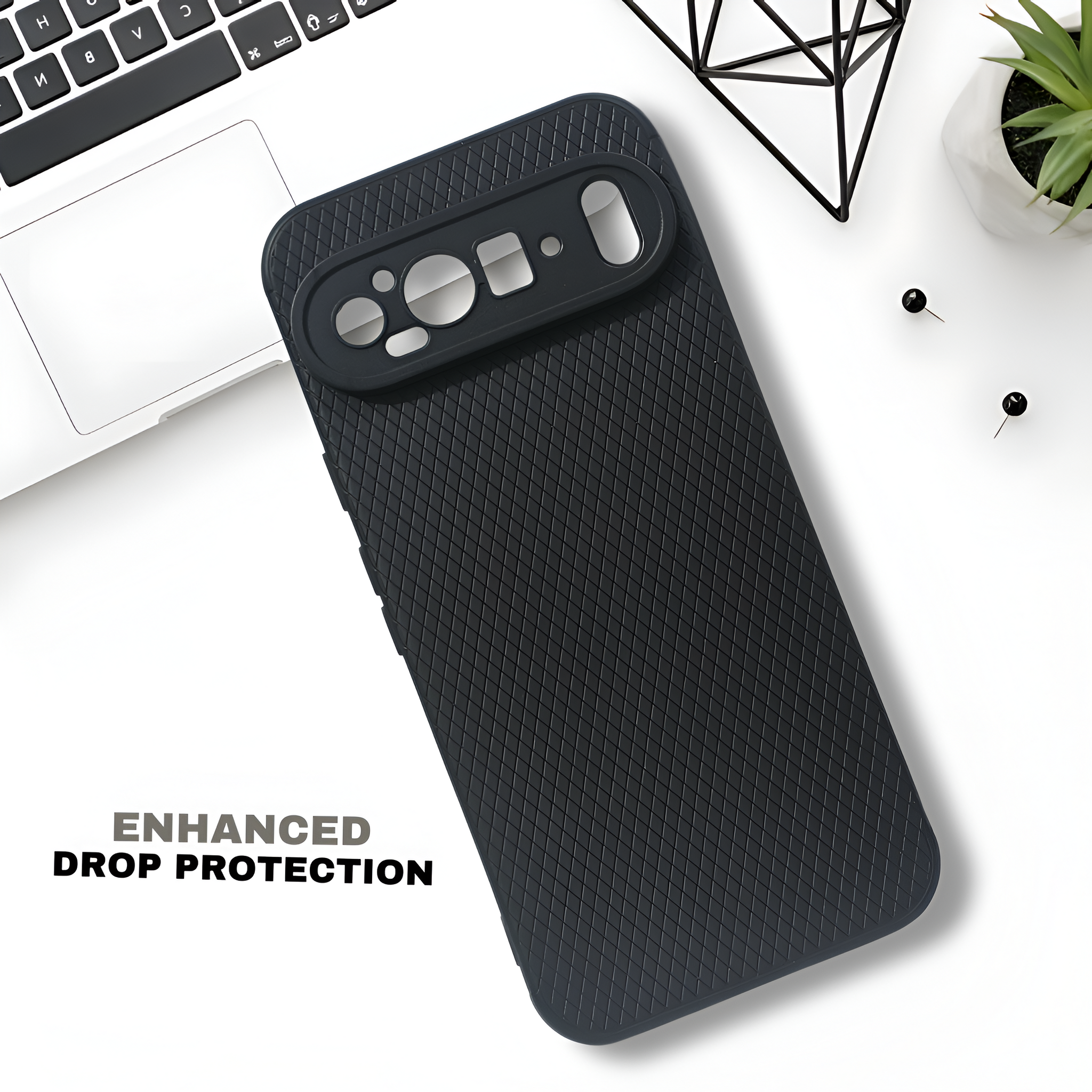 Black Line Wave Silicone Case for Google Pixel 9 Pro XL