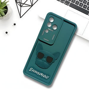 Green SHOUNENN BULLDOG Silicone case for Vivo V30 Pro