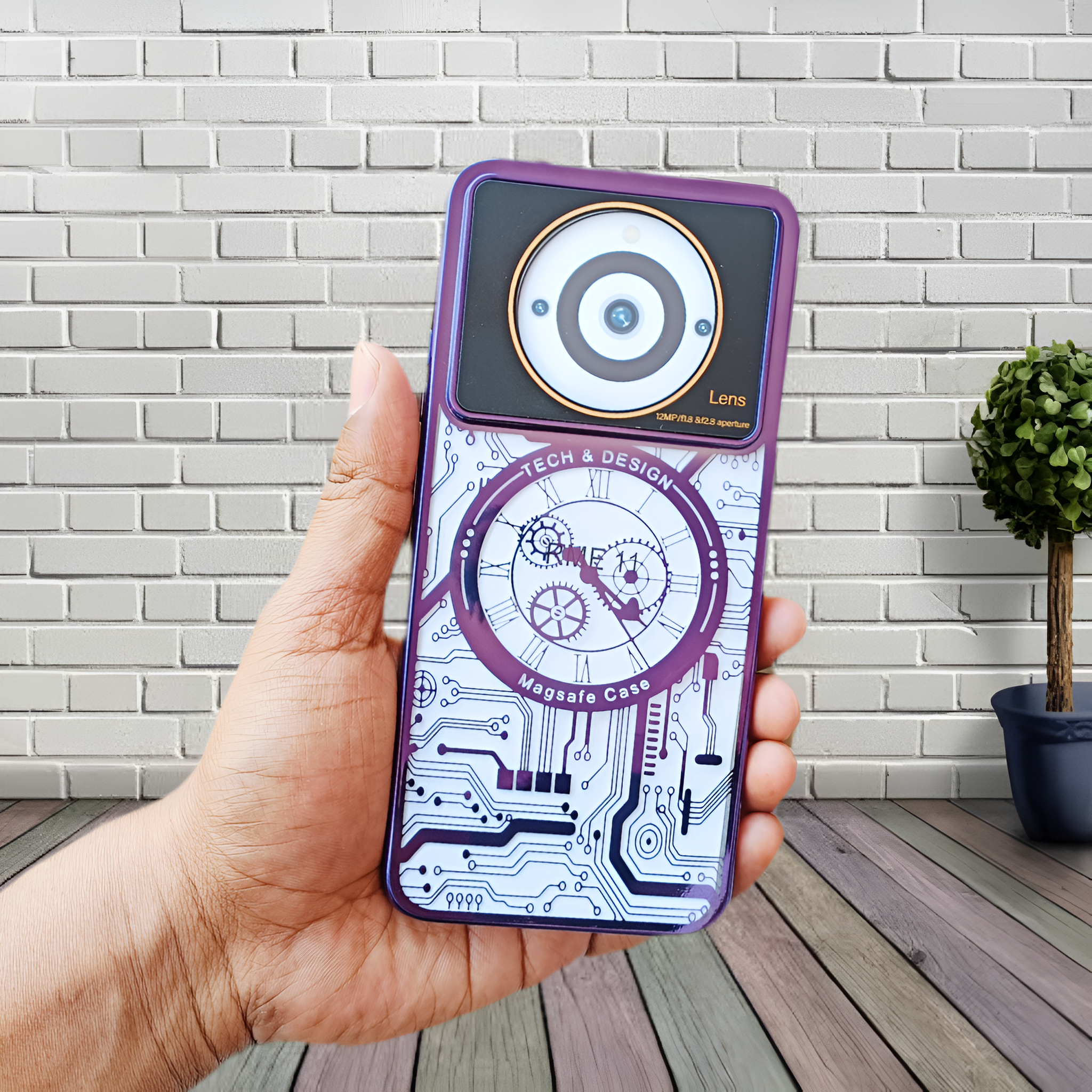 Purple Watch Machine Logo Cut Transparent Case for Realme 11 Pro