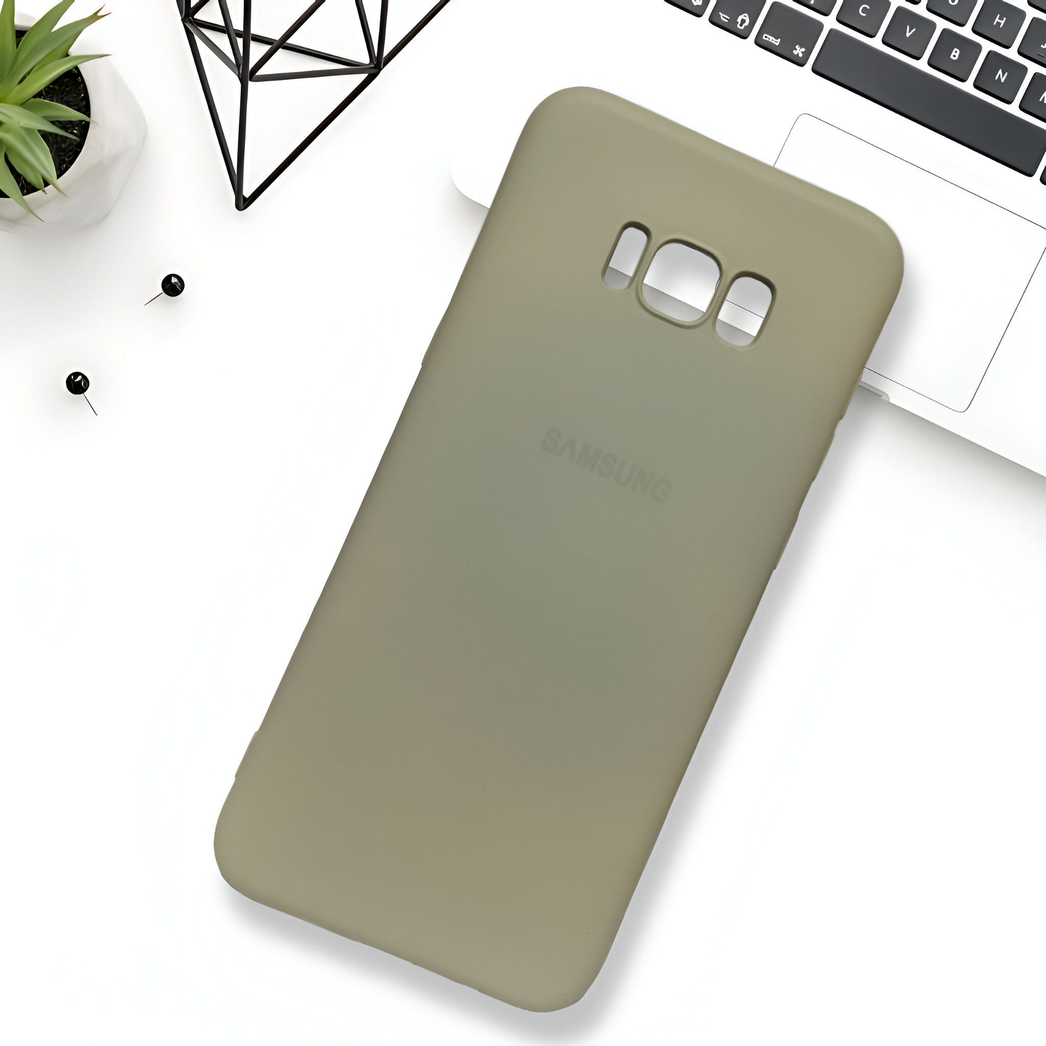 Light Brown Camera Original Silicone Case for Samsung S8 Plus