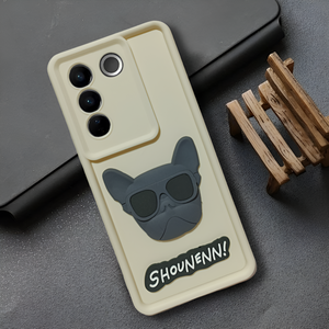 Cream SHOUNENN BULLDOG Silicone case for Vivo V27