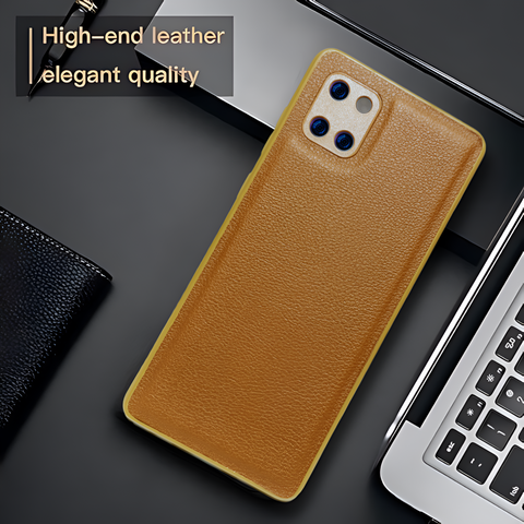 Raised Edges Brown Leather Case for Samsung Note 10 Lite