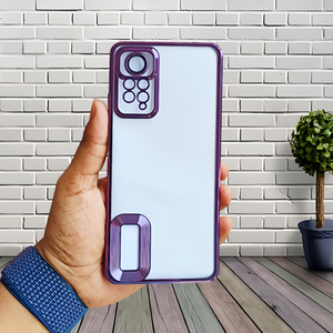 Purple 6D Chrome Logo Cut Transparent Case for Redmi Note 11