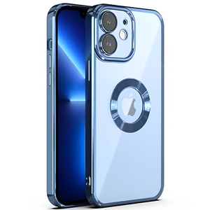 Blue 6D Chrome Logo Cut Transparent Case for Apple iphone 11