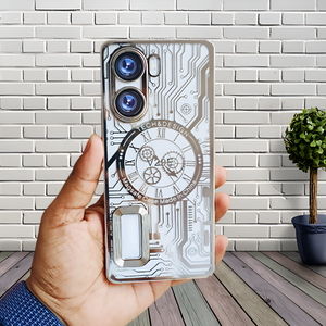 Silver Watch Machine Logo Cut Transparent Case for Vivo V29E