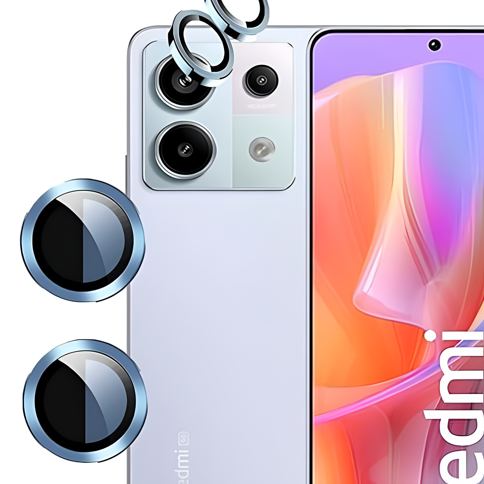 Sierra Blue Metallic camera ring lens guard for Redmi Note 13 Pro