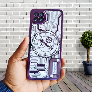 Purple Watch Machine Logo Cut Transparent Case for Oppo F17 Pro