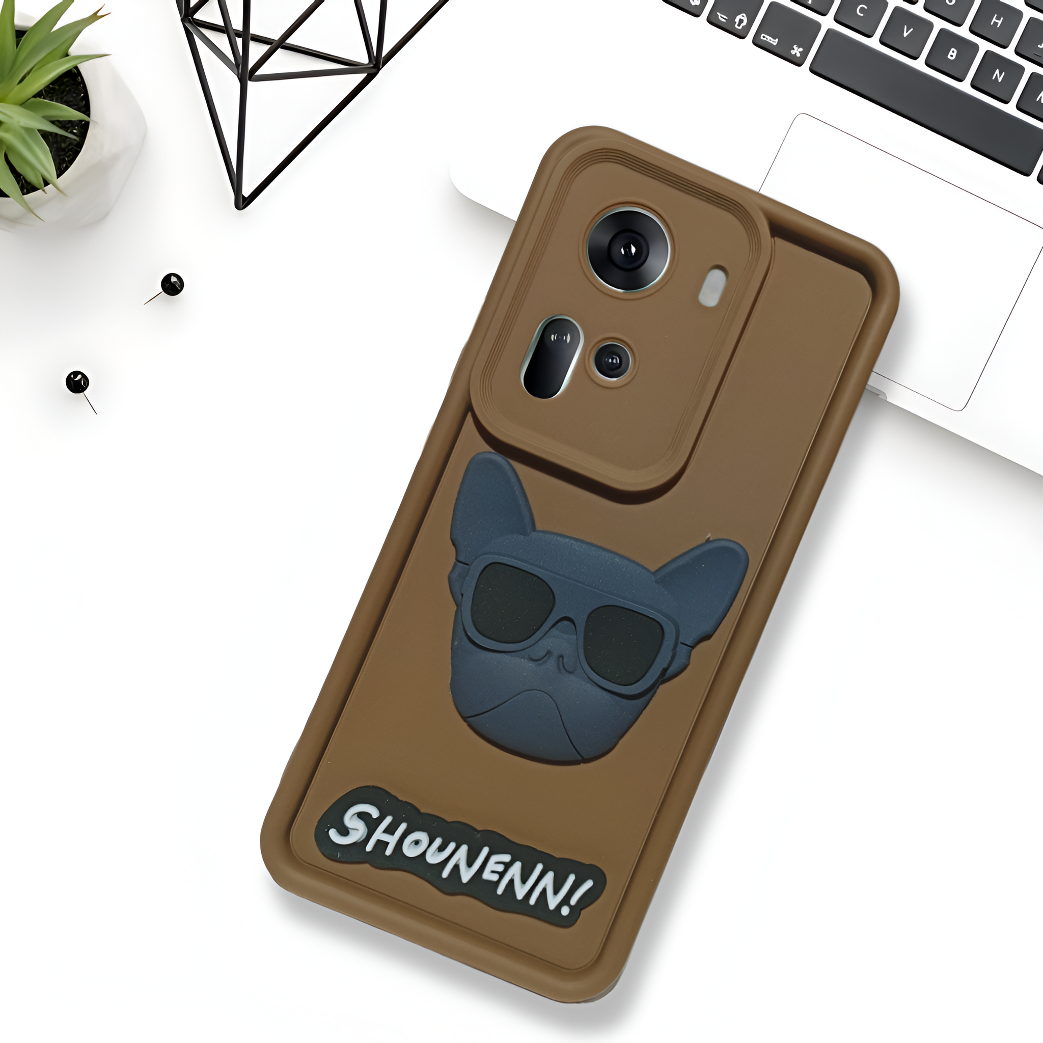 Dark Brown SHOUNENN BULLDOG Silicone case for Oppo Reno 11