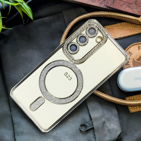 Silver Diamond Gradient Transparent Silicone case for Samsung S23 5G