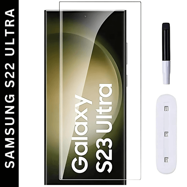 Premium UV Tempered Glass Screen Protector For Samsung S22 Ultra - The Hatke