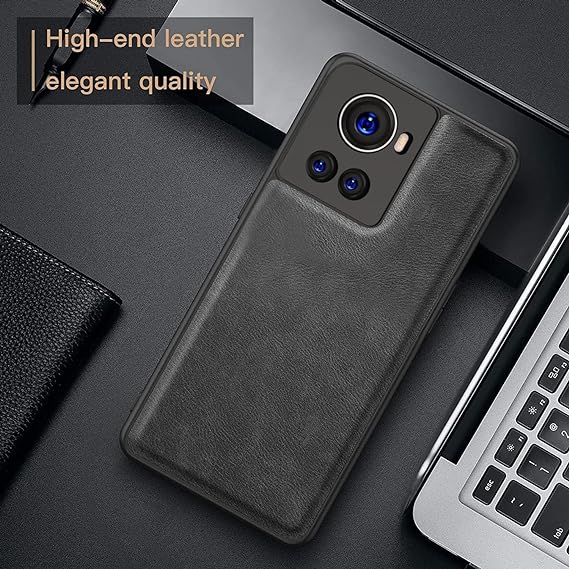 Puloka Black Leather Case for Oneplus 10R - The Hatke