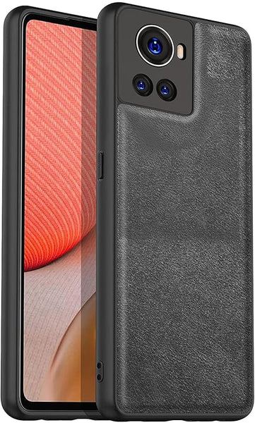 Puloka Black Leather Case for Oneplus 10R - The Hatke