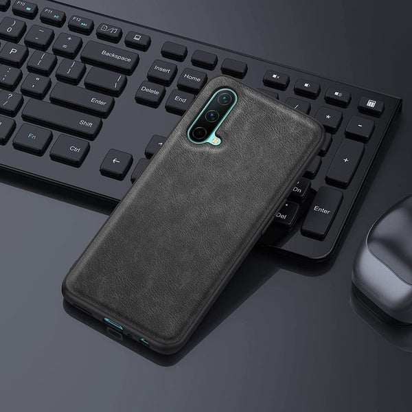 Puloka Black Leather Case for Oneplus Nord CE - The Hatke