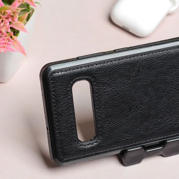 Puloka Black Leather Case for Samsung S10 plus - The Hatke