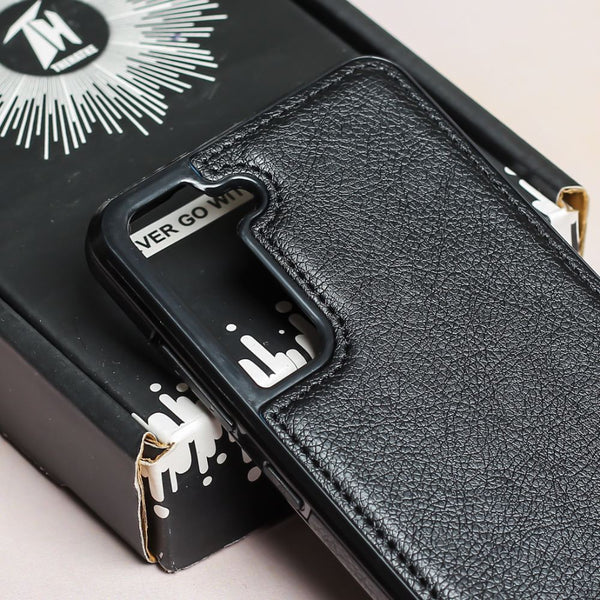 Puloka Black Leather Case for Samsung S23 5G - The Hatke